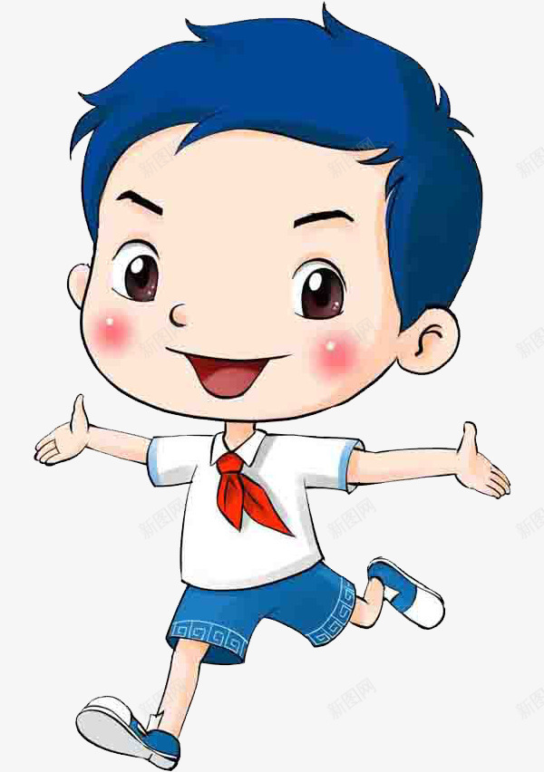 站着的男孩png免抠素材_新图网 https://ixintu.com 傻笑男孩 卡通 可爱 开心 手绘 男孩 站着 站着的小孩 红领巾 蓝色