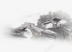 中国风画作手绘中国风复古建筑高清图片