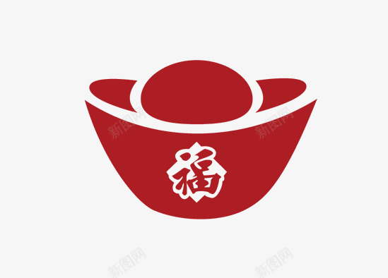 卡通红色元宝png免抠素材_新图网 https://ixintu.com 元宝装饰素材 扁平 红色元宝 红色福字