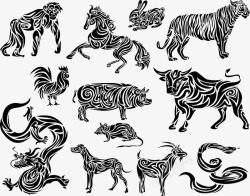 老虎纹身动物纹身图案高清图片