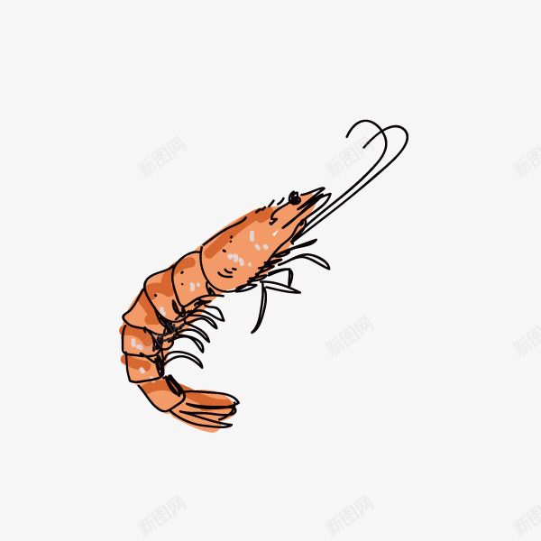卡通手绘海鲜虾食物png免抠素材_新图网 https://ixintu.com 创意 动漫动画 卡通海鲜虾 手绘 艺术 食物