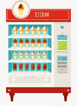一个甜筒冰淇淋一个冰淇淋自动贩卖机矢量图高清图片