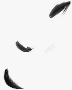 手绘黑色羽翼羽毛PNG飘扬的黑色羽毛手绘合成高清图片