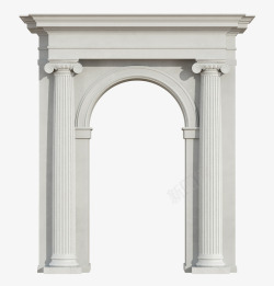 白色欧式窗户白色石柱拱门高清图片