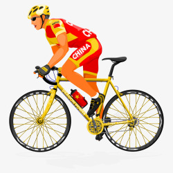 跑着的比赛选手手绘人物插画自行车比赛参赛选手高清图片