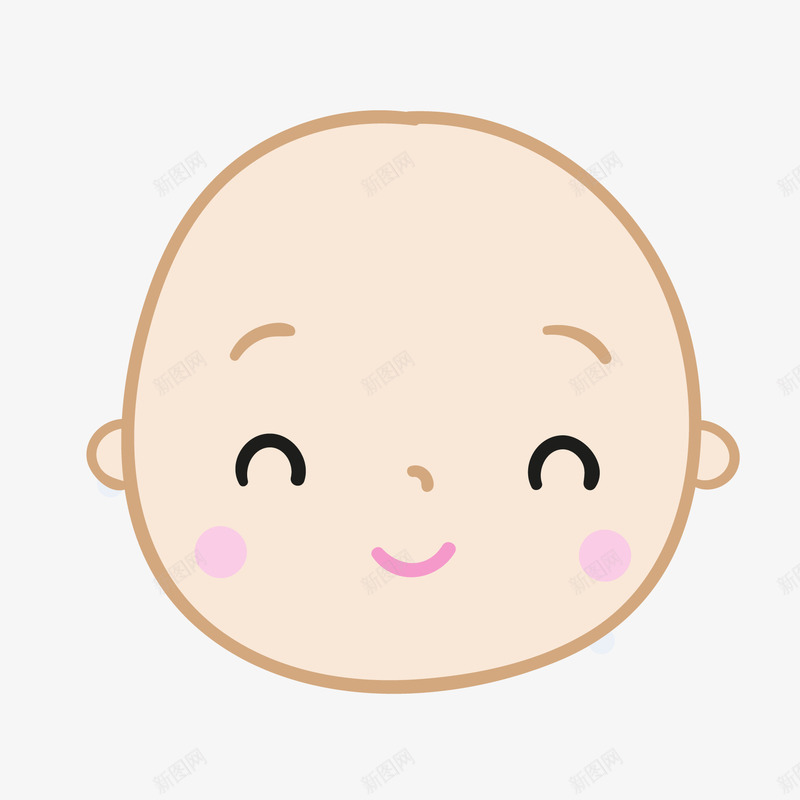 可爱婴儿头像表情矢量图ai免抠素材_新图网 https://ixintu.com 人物婴儿头像表情闭眼笑 微笑 矢量图