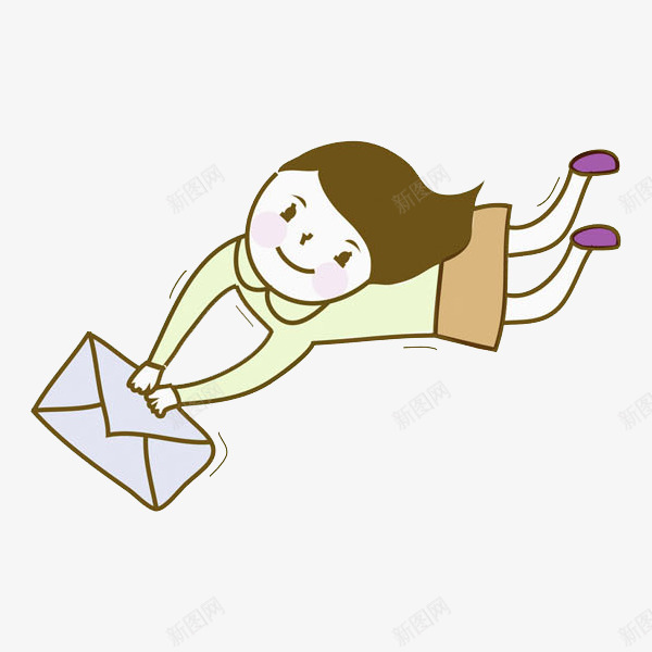送信的女孩png免抠素材_新图网 https://ixintu.com 信件 卡通 女孩 孩子 寄信 手绘 水彩 送信
