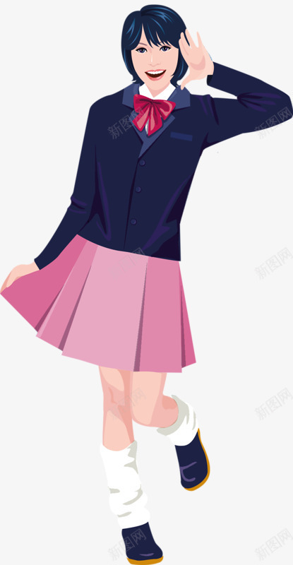 短发校服女孩png免抠素材_新图网 https://ixintu.com 女孩 好看 校服 短发