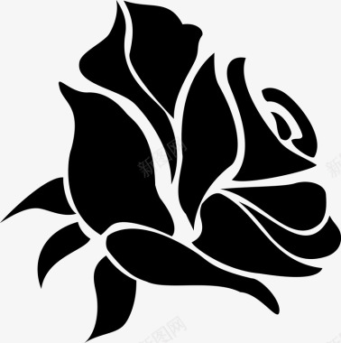 手绘盛开的玫瑰花图标图标