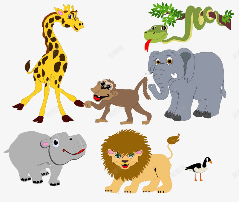 友好的动物png免抠素材_新图网 https://ixintu.com 动物 动物园 动物王国 动物群 卡通 友好 大象 插画 森林物种 物种 犀牛 狮子 猴子 群体 野生