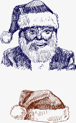 手绘老人头可爱圣诞老人头高清图片