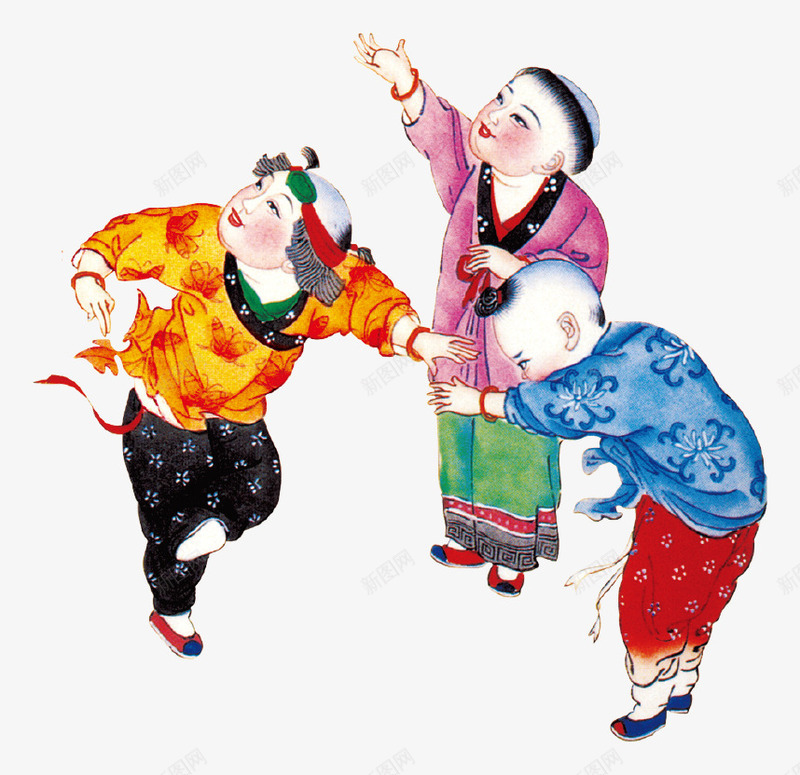 中国年画娃娃png免抠素材_新图网 https://ixintu.com 免抠素材 免费下载 年画素材 节日素材