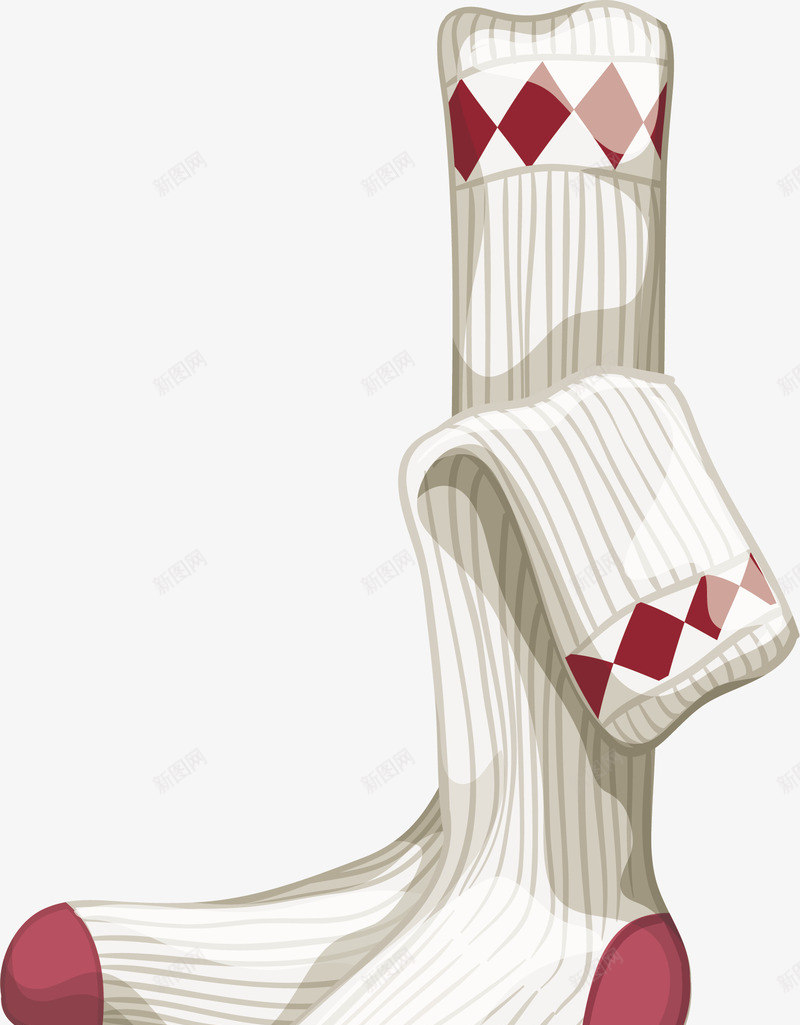 白色条纹长筒袜png免抠素材_新图网 https://ixintu.com 小腿袜 条纹袜子 白色袜子 矢量素材 长筒袜