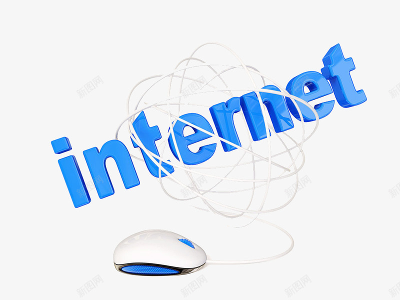 鼠标和蓝色字母png免抠素材_新图网 https://ixintu.com 上网 电脑部件 线条 网络