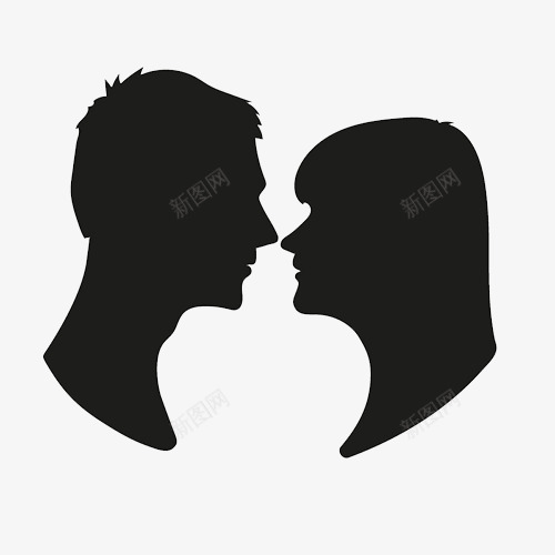 男女侧脸剪影图标png_新图网 https://ixintu.com 人侧脸 人物侧脸 帅气 男子 短头发 美丽的女子 长头发 面对面