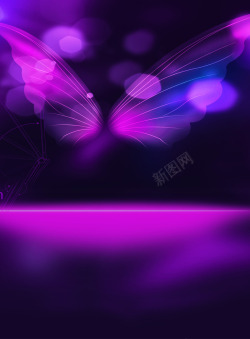 紫蓝蝴蝶科技光素材