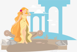 希腊风格手绘风格性感女神阿弗洛狄忒矢量图高清图片