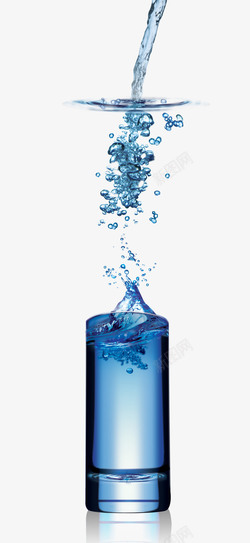蓝色水柱水体真实液体气泡高清图片