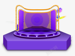 紫色平台C4D立体舞台背景双11双十一高清图片