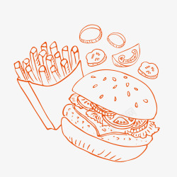 汉堡包装饰卡通橙色肯德基高清图片