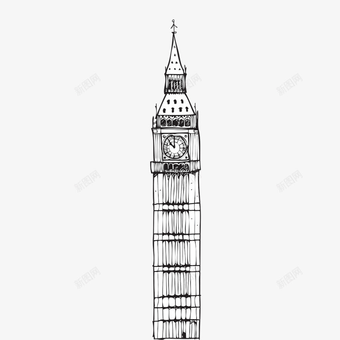 手绘建筑png免抠素材_新图网 https://ixintu.com 建筑 手绘画 矢量装饰 装饰 高塔