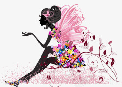 粉色荧光美丽的小仙女高清图片