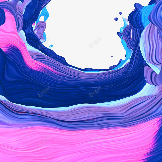 海浪png免抠素材_新图网 https://ixintu.com 手绘 浪花 海水 紫蓝色 边框装饰
