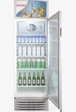 白色立式实物立式白色饮料保鲜柜高清图片