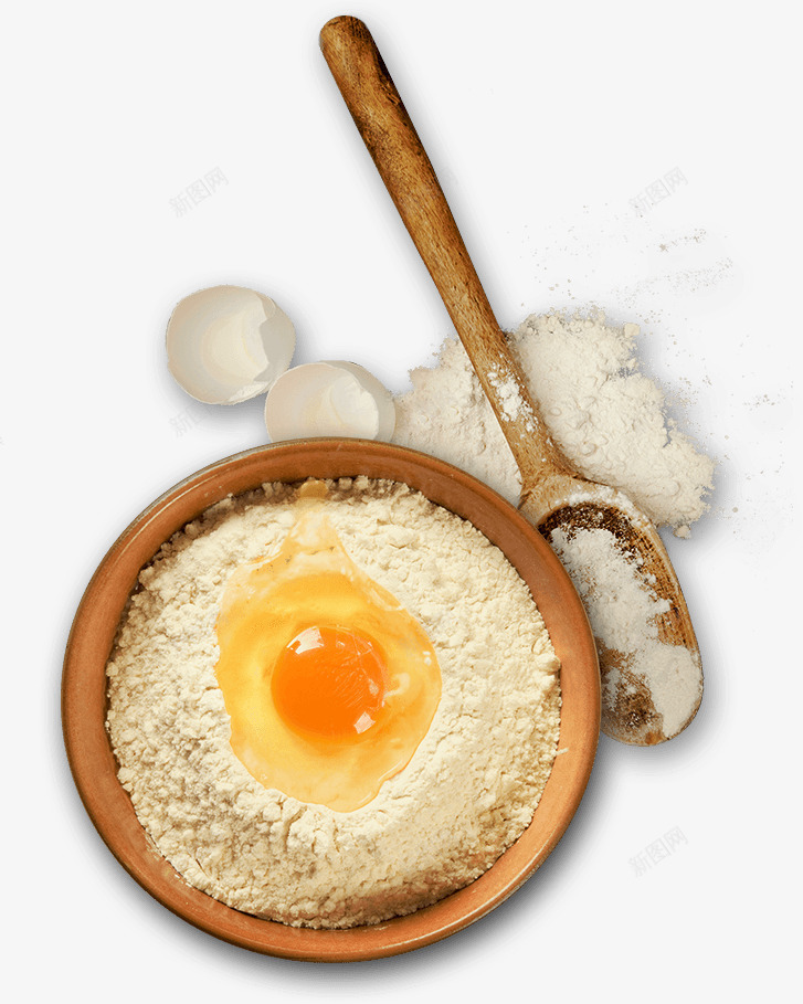 面粉和鸡蛋png免抠素材_新图网 https://ixintu.com 勺子 碗 面粉 鸡蛋