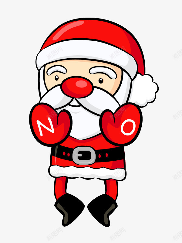 红色圣诞老年热摇手图png免抠素材_新图网 https://ixintu.com NO字样 卡通 圣诞帽 圣诞老人 白胡子 红色的