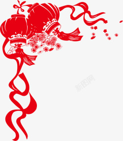 中国风红色灯笼海报装饰素材