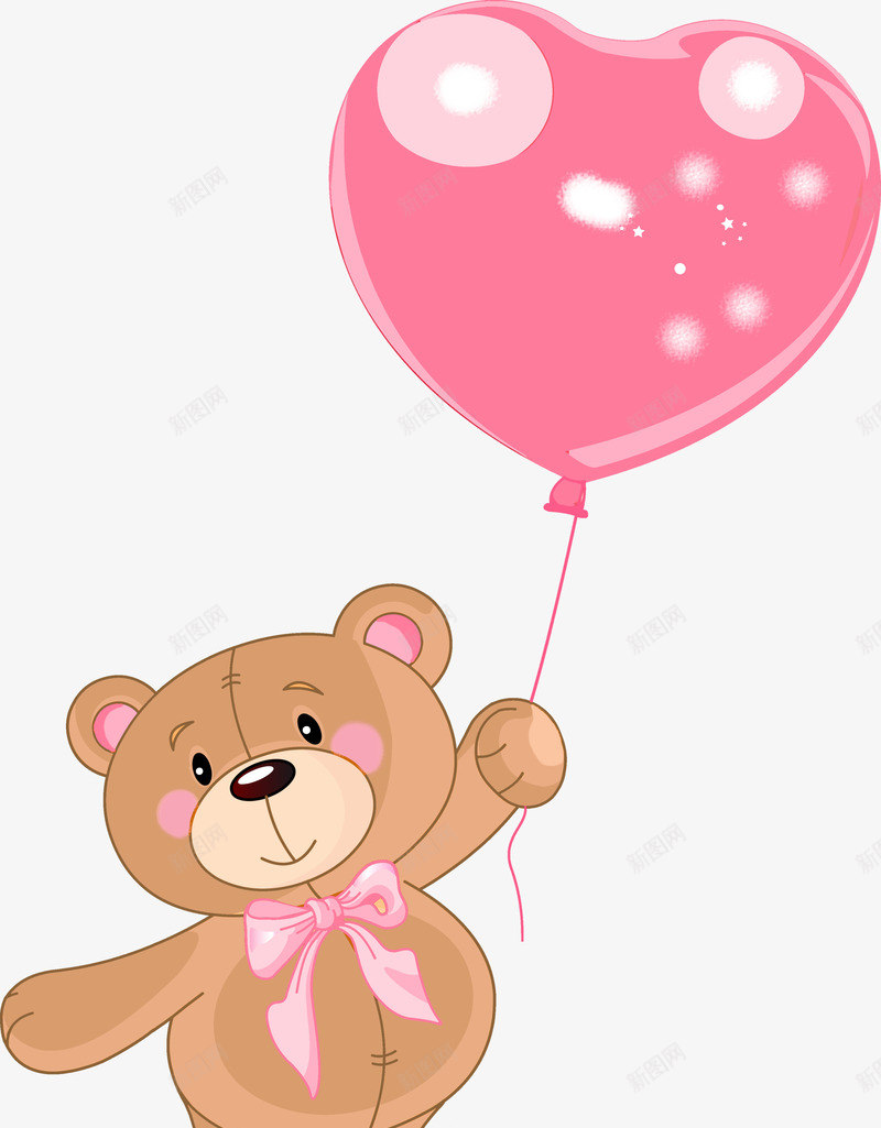 小熊和气球png免抠素材_新图网 https://ixintu.com 卡通 可爱 小熊 插画 气球