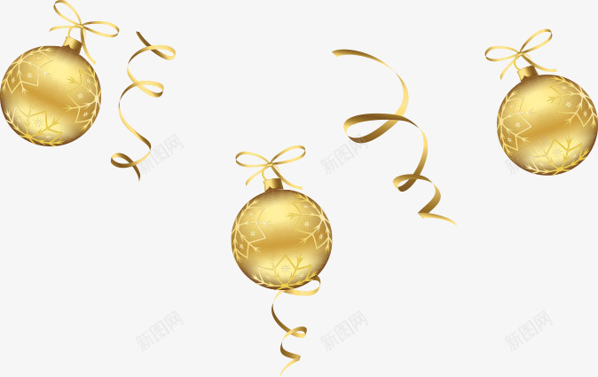 金色吊球圣诞元旦png免抠素材_新图网 https://ixintu.com 元旦 圣诞 素材 西方元旦 金色