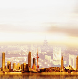 金色调上海城市背景图高清图片