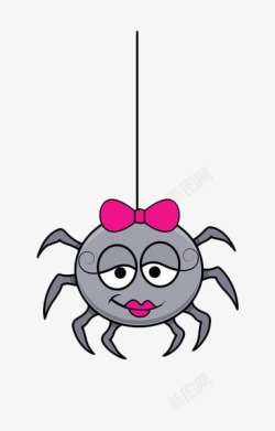 蜘蛛网蛛丝手绘彩色卡通蜘蛛高清图片