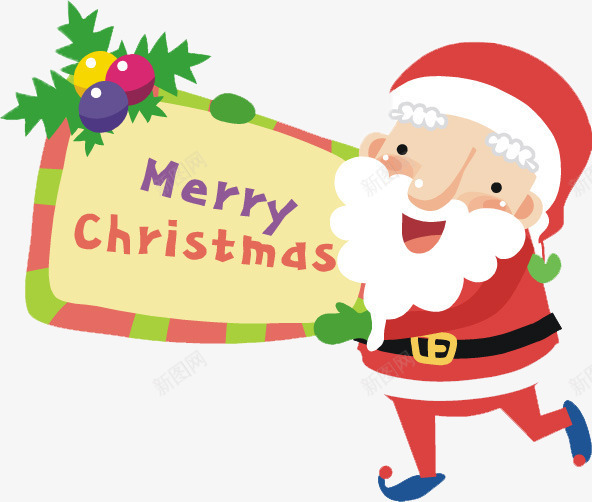 拿着圣诞快乐牌子的圣诞老人png免抠素材_新图网 https://ixintu.com 创意 卡通 可爱 圣诞快乐 圣诞老人 手绘 牌子 祝愿