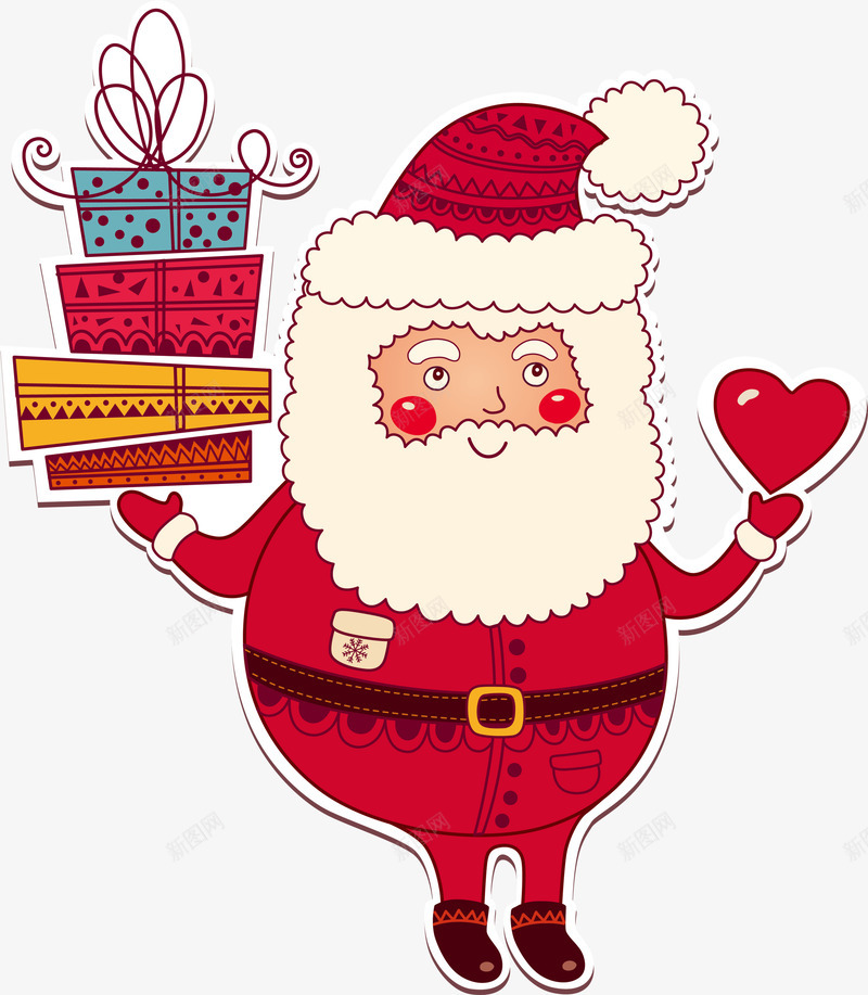 红色线条圣诞老人png免抠素材_新图网 https://ixintu.com 卡通老人 圣诞快乐 圣诞礼物 圣诞节 红色圣诞老人 装饰图案