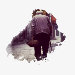 拐杖免扣图老人孤单的行走背影图案高清图片