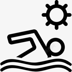 游泳嬉戏游泳者在水浪在阳光下图标高清图片