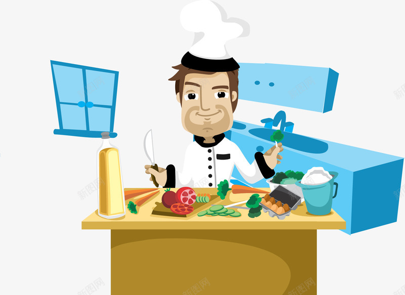 厨师做菜矢量图ai免抠素材_新图网 https://ixintu.com 做菜 厨师 厨房 洗菜 矢量图 菜品研发