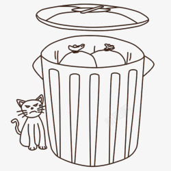 垃圾桶与愤怒的猫素材