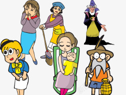老人服务员漫画人物高清图片