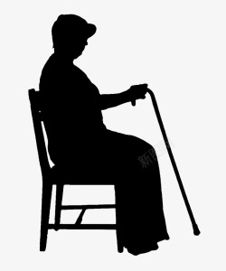 坐椅子上老太太拄拐坐椅子上图标高清图片