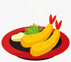 日式炸大虾日式料理天妇罗矢量图高清图片
