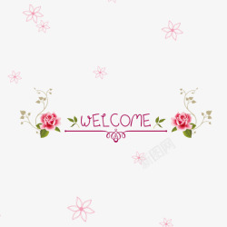 welcone粉色花瓣欢迎框高清图片