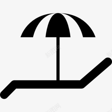 甲板上的椅子和伞太阳图标图标