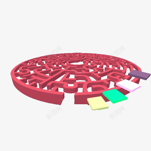 红色立体迷宫png免抠素材_新图网 https://ixintu.com 3D迷宫 娱乐活动 游戏 爱心迷宫 立体迷宫 红色圆形迷宫 绕圈