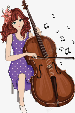 拉提琴的女孩手绘拉提琴的女孩矢量图高清图片