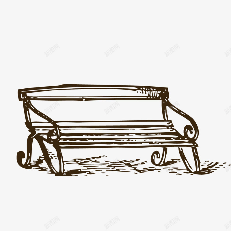 手绘公园长椅装饰png免抠素材_新图网 https://ixintu.com 休息 公园长椅 凳子 手绘 文艺 素描 长椅
