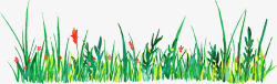 绿色小草水彩装饰图案素材